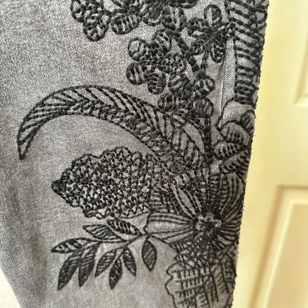 Topshop Moto Jamie high waist ankle grazed grey embroidered jeans - Image 11