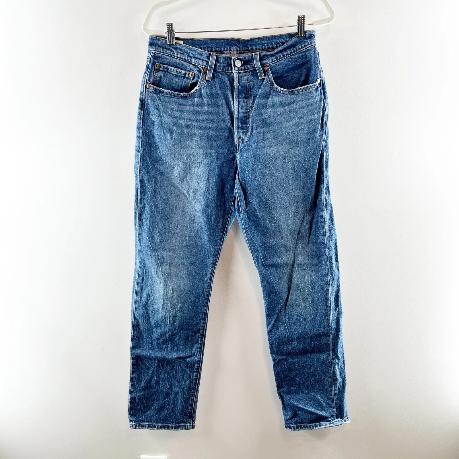 Levi's 501 Original Fit High Rise Straight Leg Jeans Blue Denim 30 - Image 3