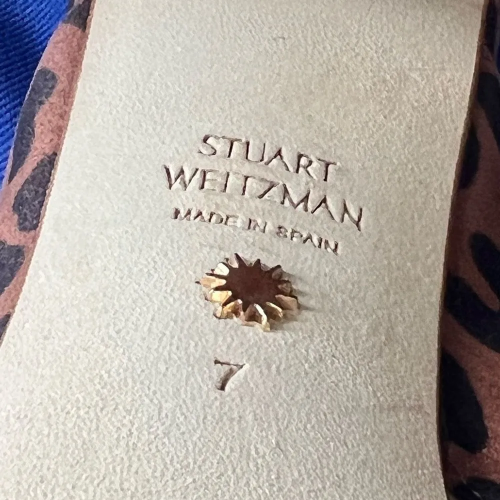 Stuart Weitzman Galene sandals suede leopard block heel size 7M gorpcore - Image 9