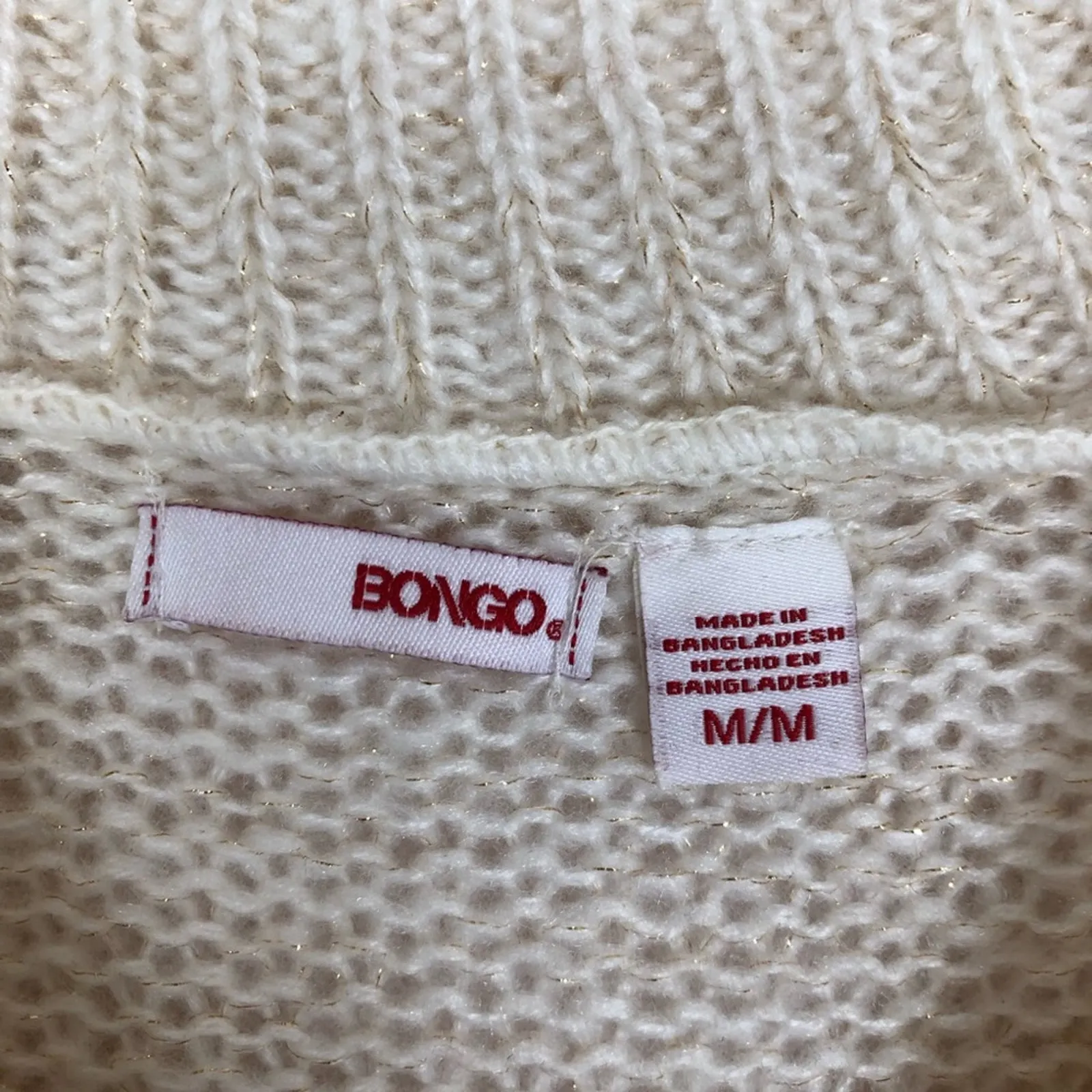 Bongo Y2K Pullover Cream Knit Sweater Juniors Size Medium - Image 4