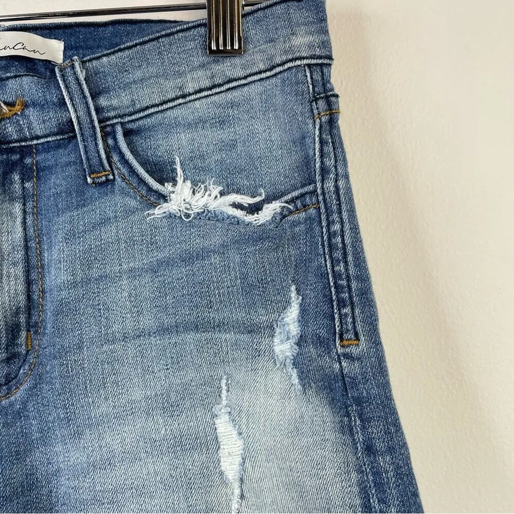 KanCan Bke Mid Rise Stretch Distressed Rips Cutoff Denim Jean Shorts womens 25 Blue - Image 4