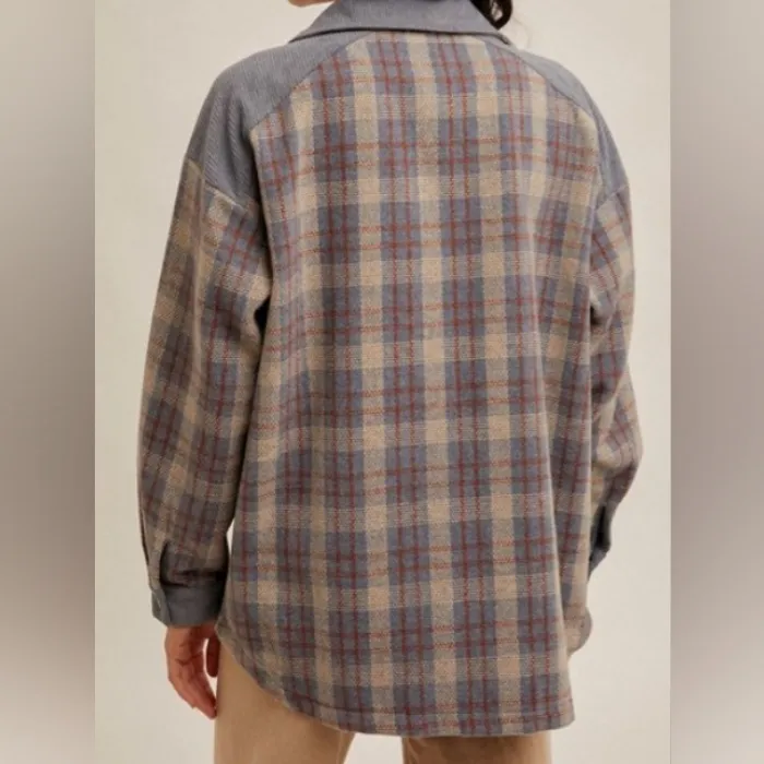 Hem and Thread corduroy and twill shacket. Size Large - Image 6