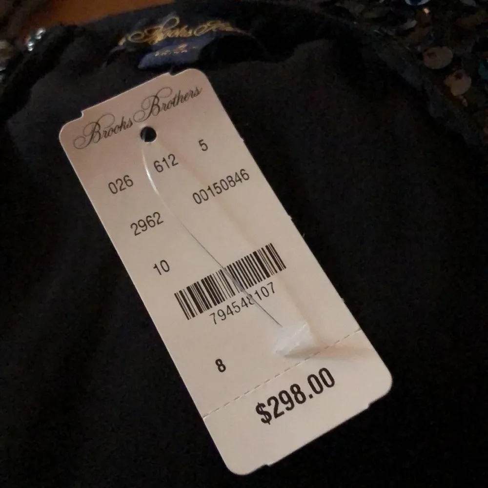 NWT Brooks Brothers Sequin Tiered Sheath Dress Party NYE Black Blue Green Dark 8 - Image 9