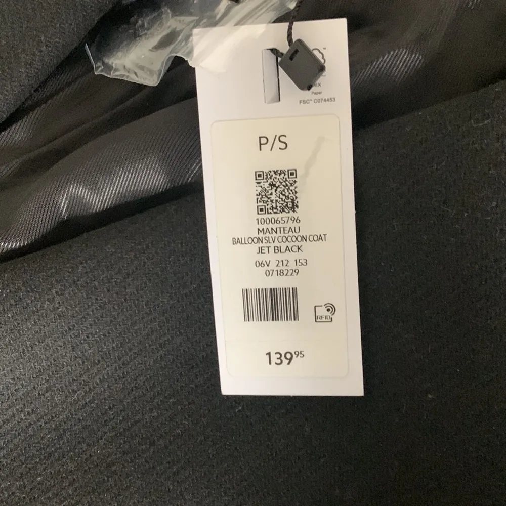 Dynamite balloon sleeve cocoon coat in jet black - Image 5