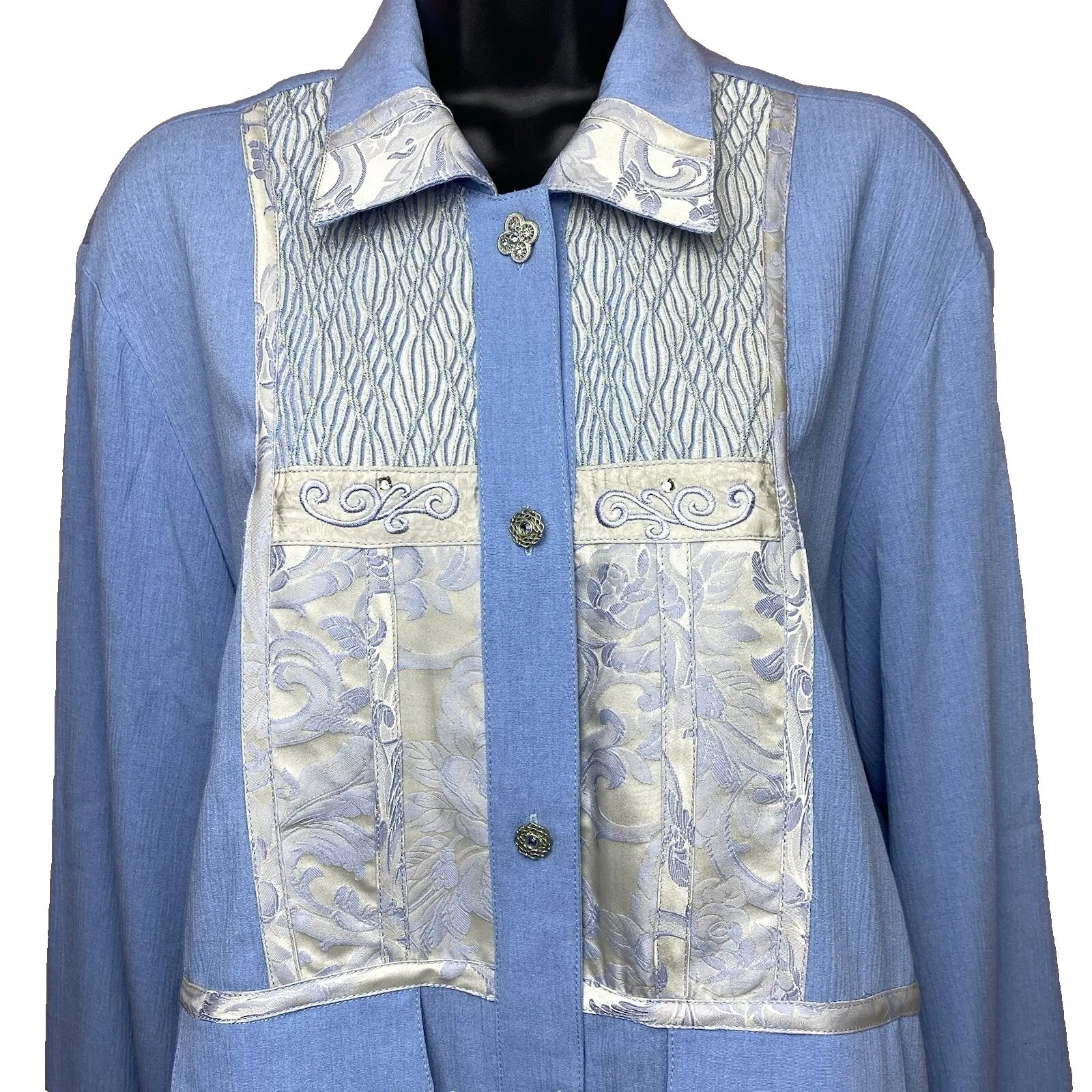 Vintage Saint Germain Shirt Jacket Top Womens Size XL‎ Lightweight Western USA Blue - Image 2