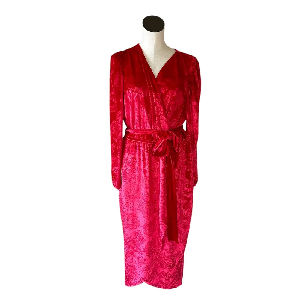 NWOT LANE BRYANT Puff-Sleeve Embossed Velvet Midi Dress - Image 9
