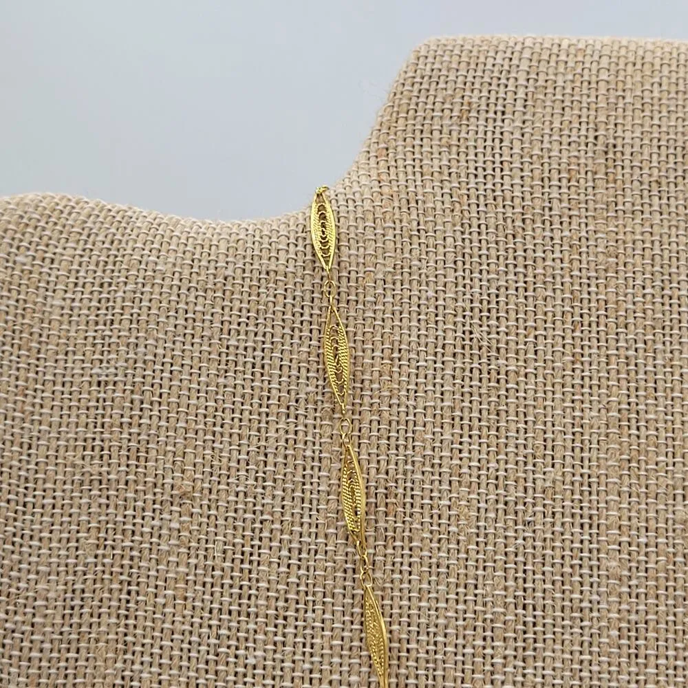 Trifari Gold Tone Filigree Link Chain Necklace Western Victorian Jewelry - Image 10