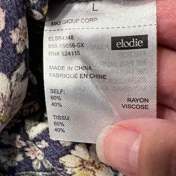 Elodie Floral Mini Skirt,‎ Navy Blue with Pink and Yellow Flowers, Large - Image 3