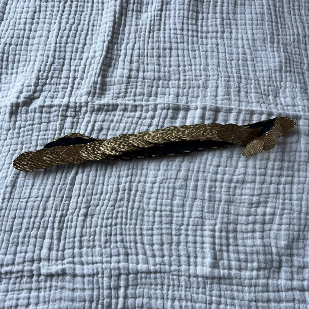 VINTAGE‎ gold Fish Scale Belt Stretchy Women’s Size Large Waist 32” - Image 4