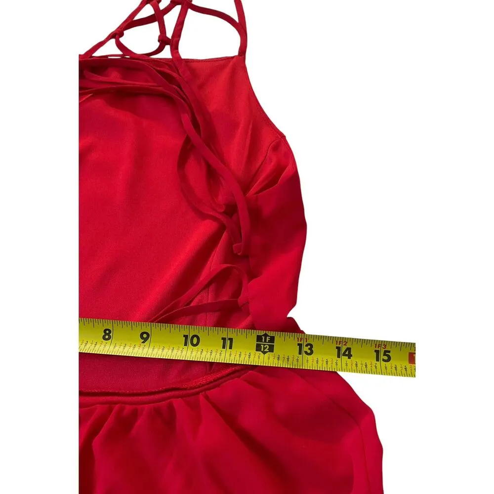 Lulus Red Open Back Fit & Flare Mini Dress Women Size Large | 12-9 - Image 5