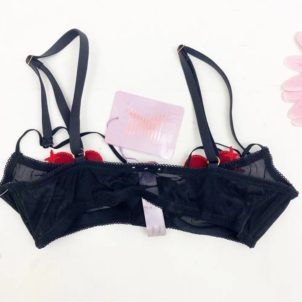 Savage X Fenty Hearts Stars Half Cup Bralette Velvet Mesh Unlined Valentines - Image 7