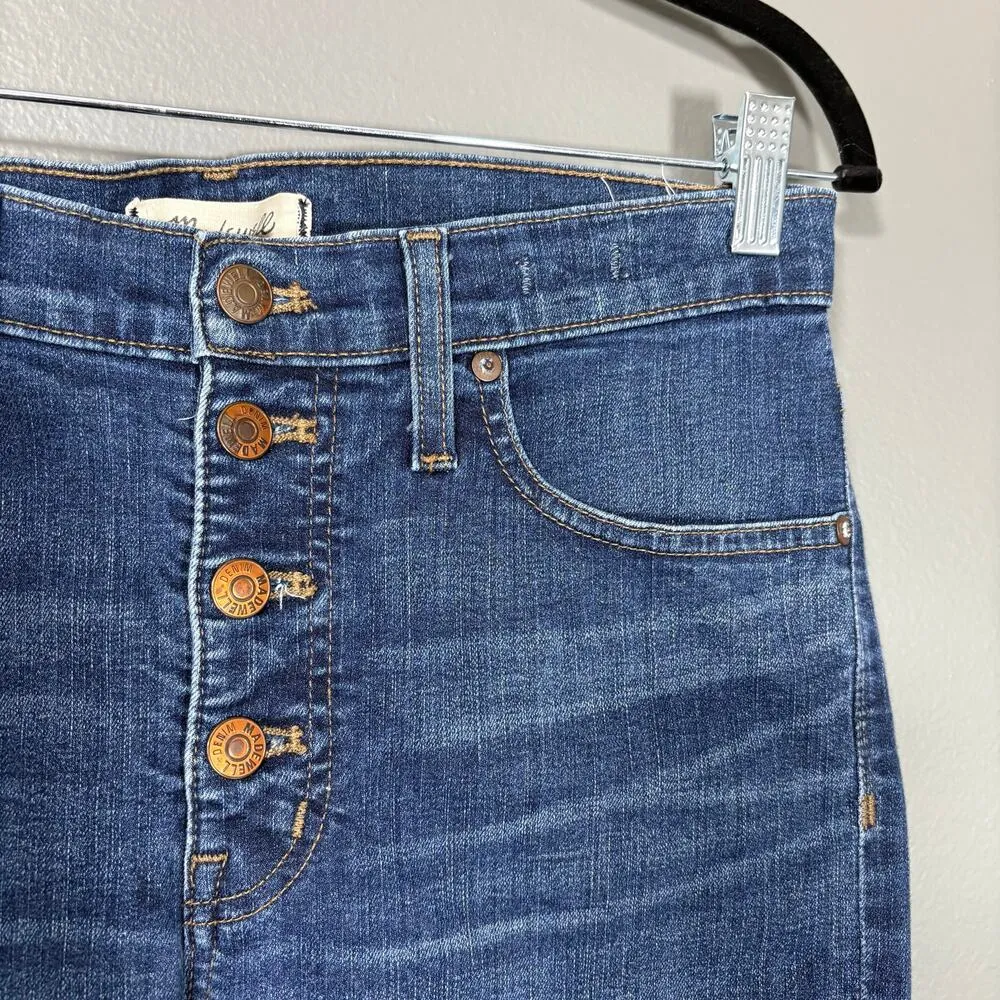 Madewell Women's Button Fly 9" High Rise Skinny Jeans - Size 28 - Distressed Hem - Image 2