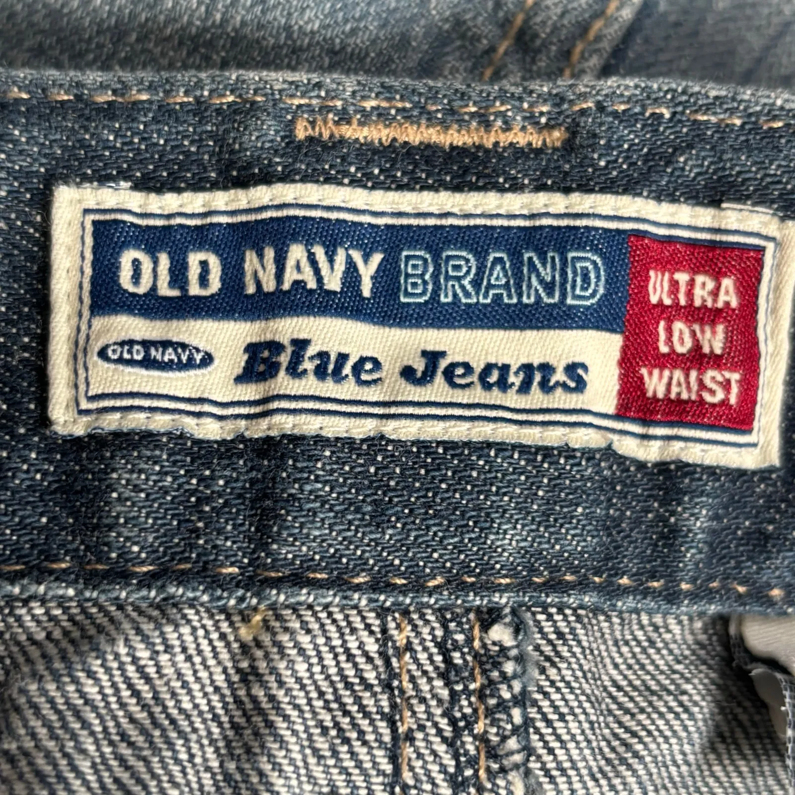 Vintage Y2K Old Navy Ultra Low Rise Denim Mini Skirt Medium Wash Jean Size 2 Blue - Image 9