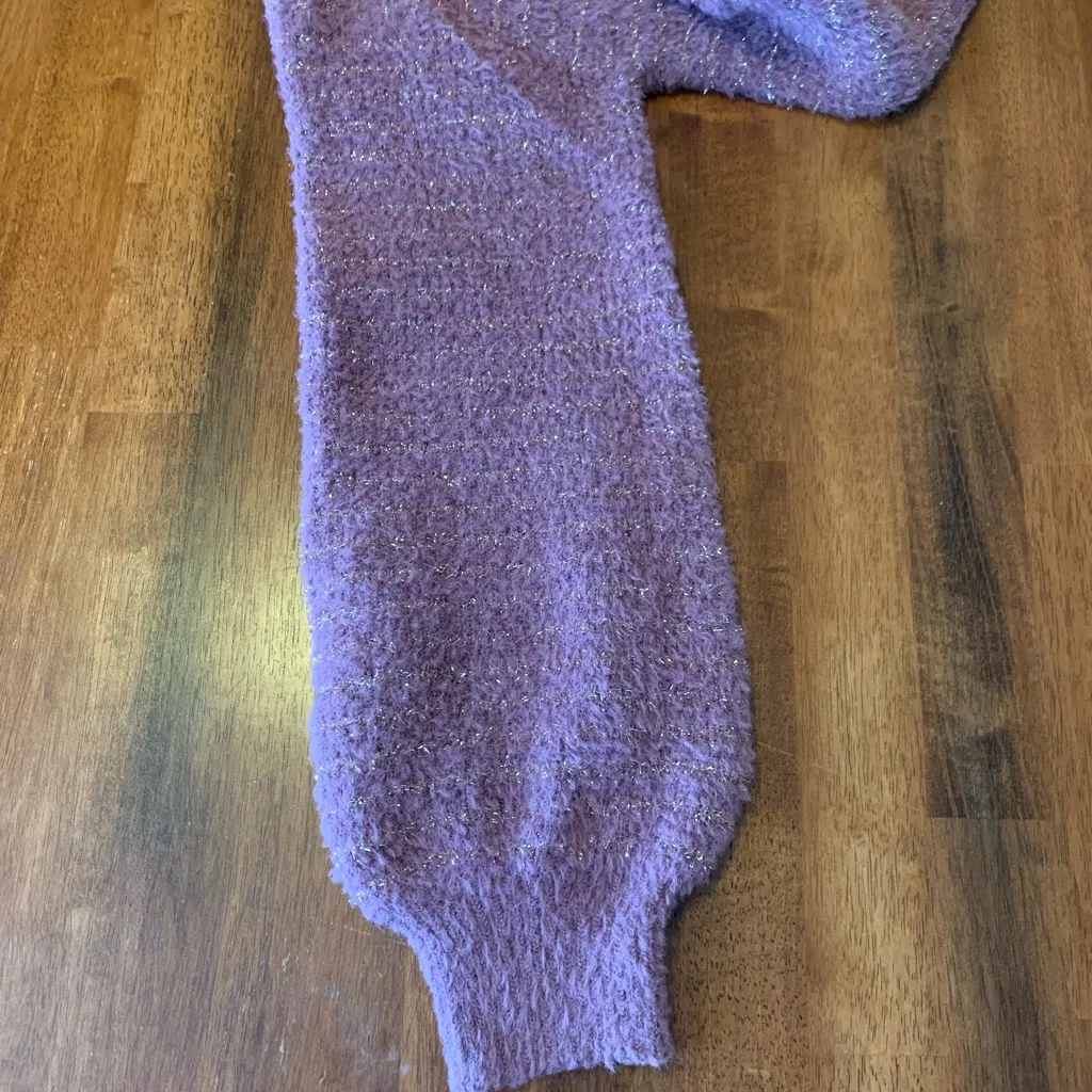 Liz Claiborne Sweater Large Mauve mock Turtleneck Sweater Balloon Sleeve Soft - Image 6