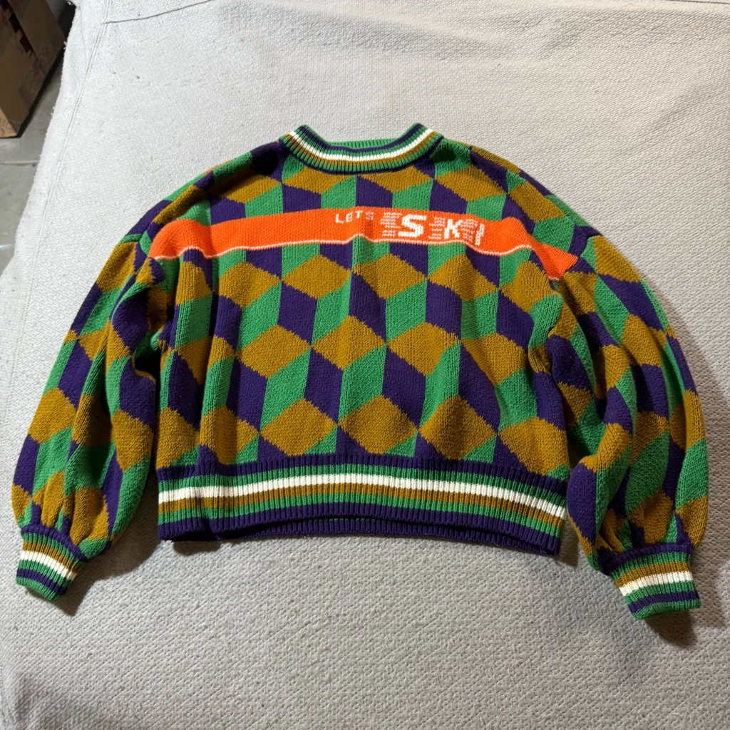 BDG Marri Geo Jacquard Ski Sweater Chunky Knit Oversized Cotton Blend Size Small - Image 4