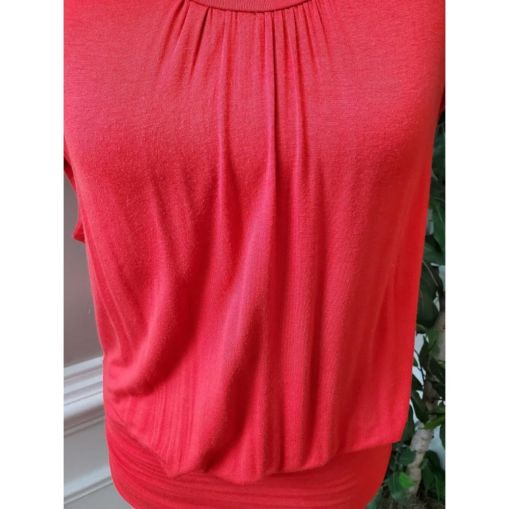 Bebe Woman's Solid Red Rayon Round Neck Sleeveless Pullover Top Shirt Size XS - Image 3