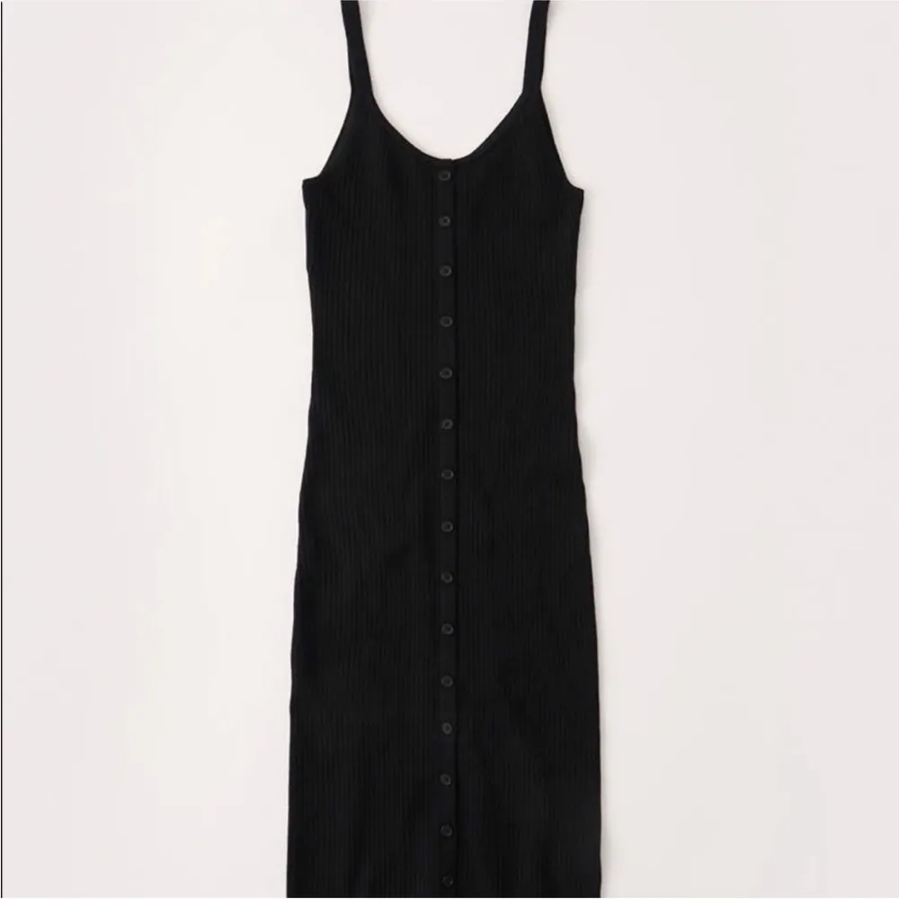Abercrombie & Fitch Midi Ribbed Knit Dress Buttons Black Sz S - Image 4