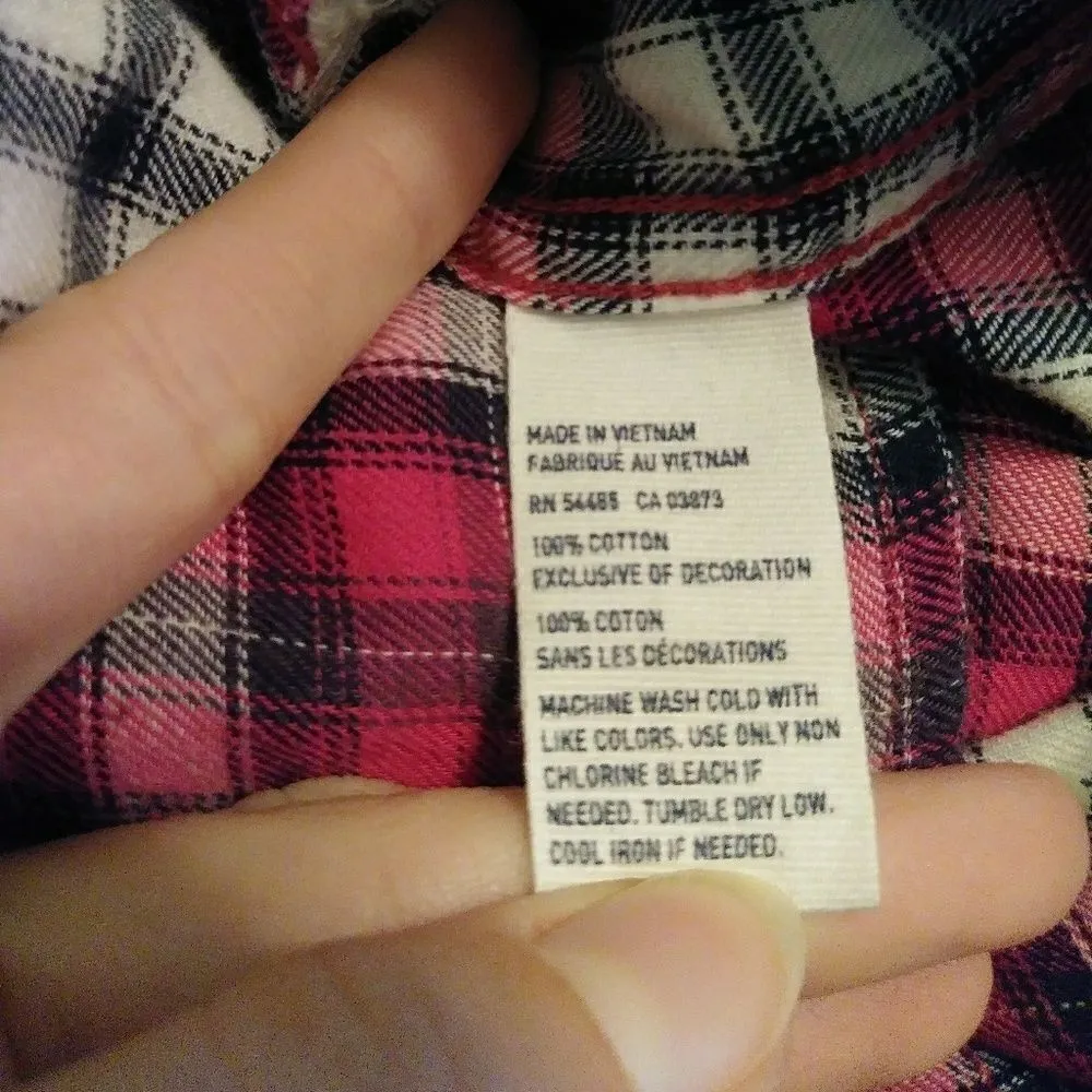 American Eagle Pink Plaid Button Up Shirt - Image 4