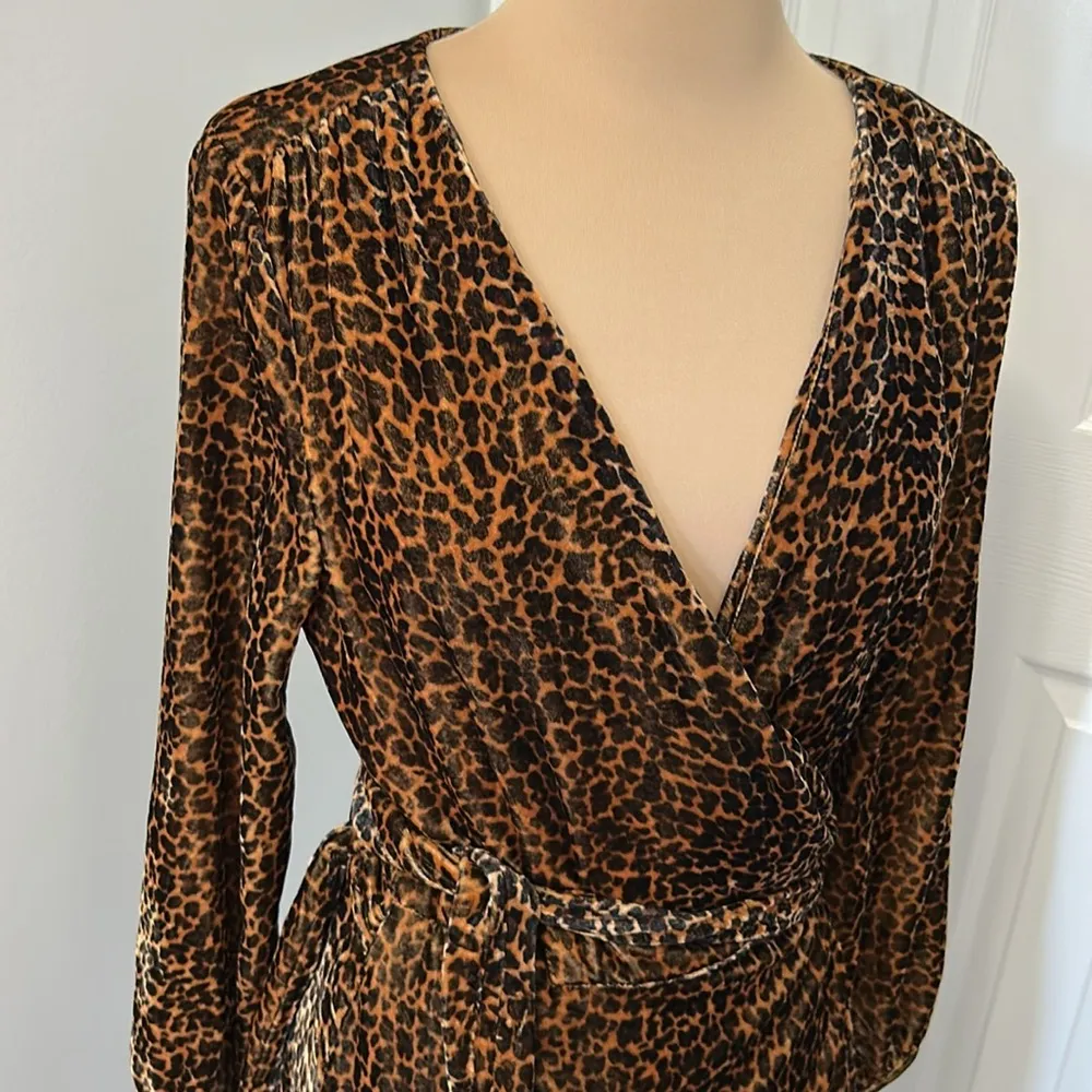 J. Crew Leopard Print Velvet Wrap Dress - Image 6