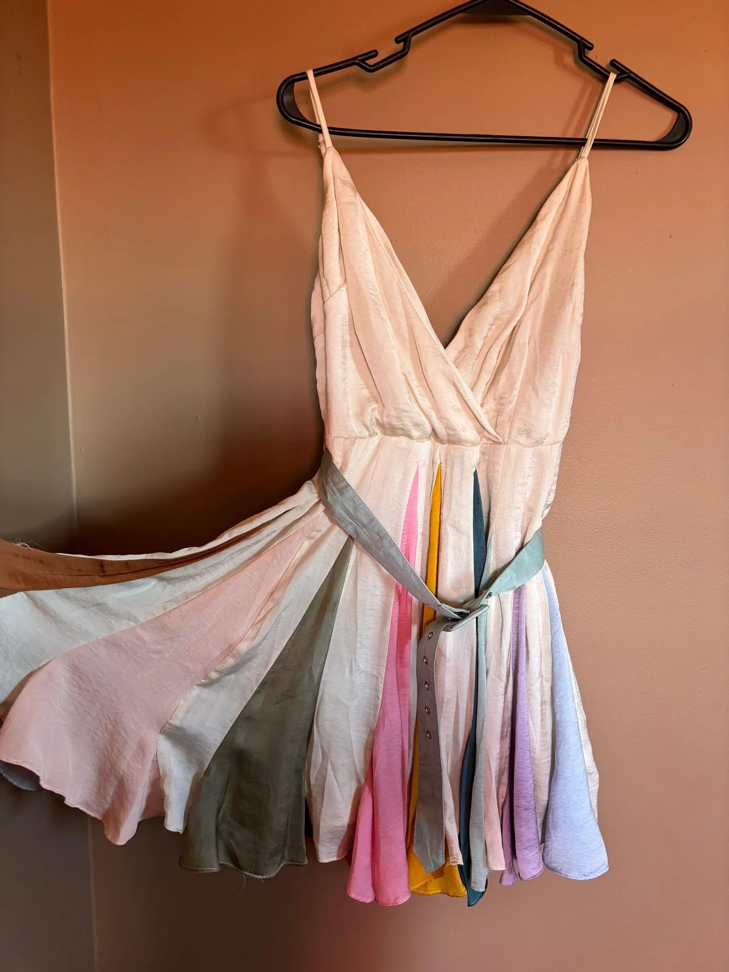 Rainbow Pleated Belted Dress - Image 2