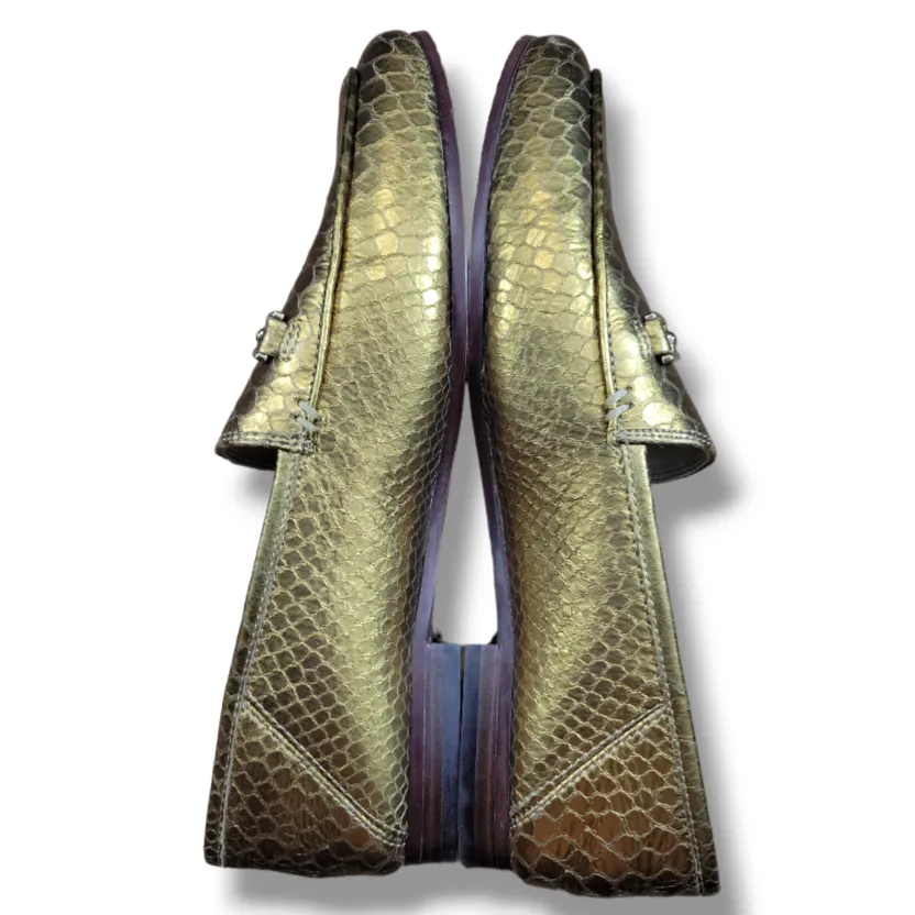 Sam Edelman Shoes Size 7.5 M Sam Edelman Loraine Loafer Leather Gold  Snakeskin Print - Image 5