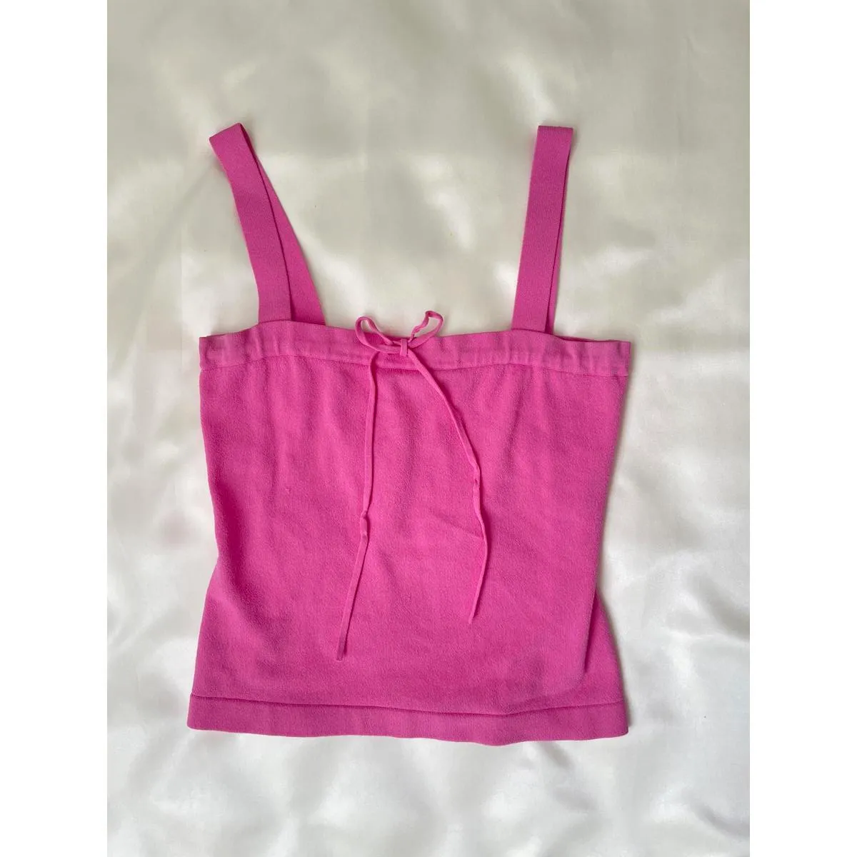 Hot Pink Stretchy Bow Cami Square Neck Tank Size XS - Image 5