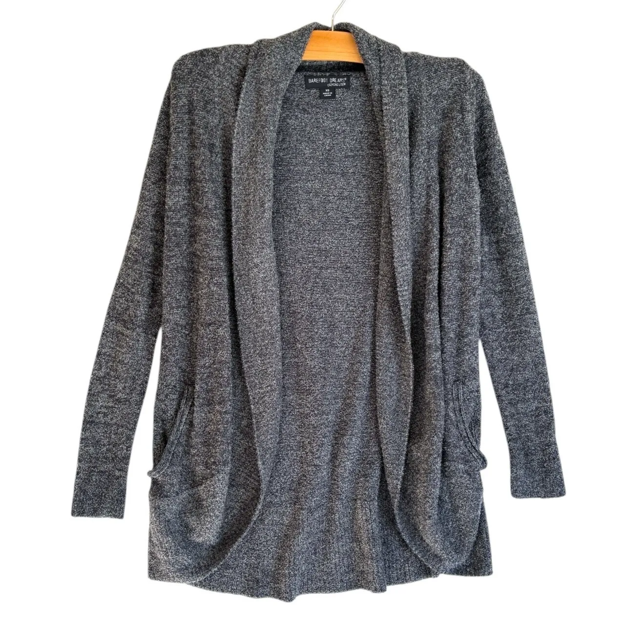 Barefoot Dreams CozyChic Lite Circle Cardi Carbon Sz XS Soft Knit Pockets Cozy - Image 3