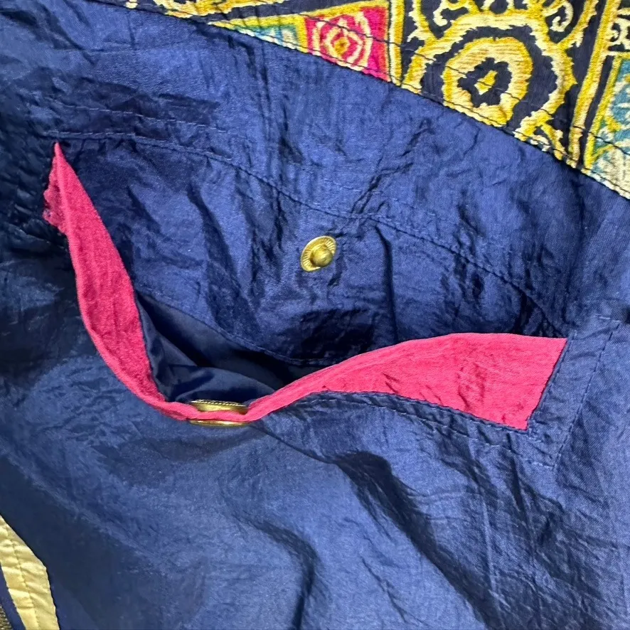 Vintage Active‎ Frontier Windbreaker Jacket Medium 80's 90's Baroque Print Retro Pink - Image 5