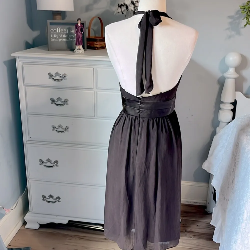 London Times Brown Midi Halter Dress Womens 10 - Image 4