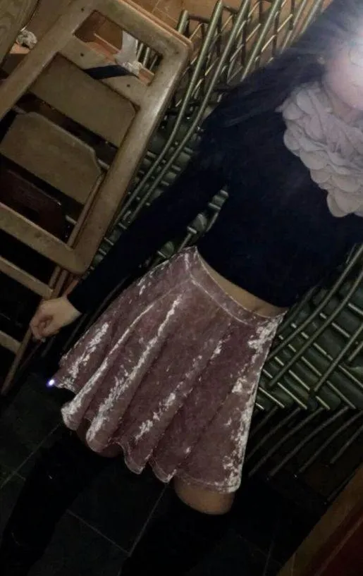 Pink Velvet Skater Skirt - Image 2