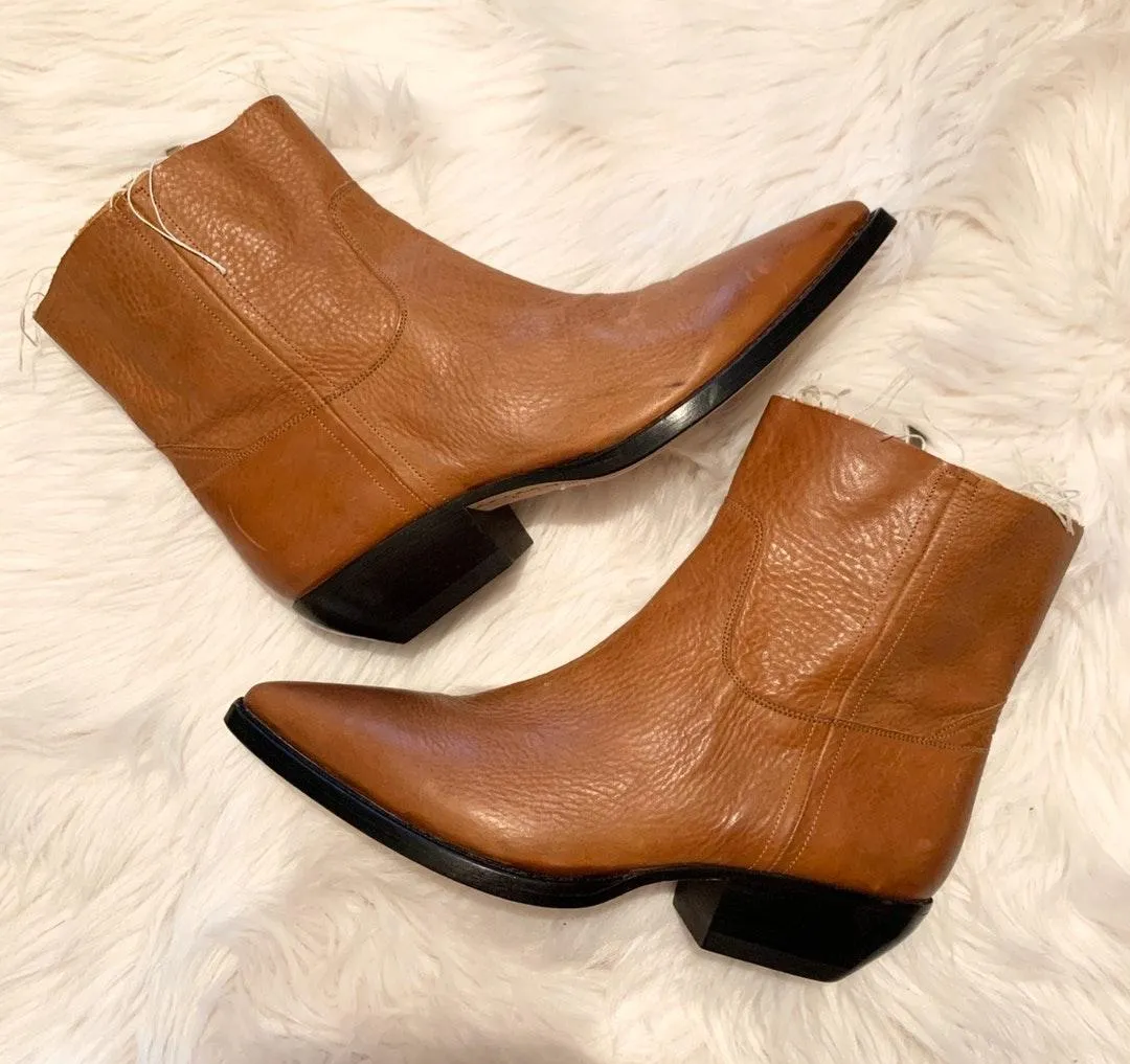 Saint Laurent Theo Raw Edge Leather Ankle Boots - Image 4