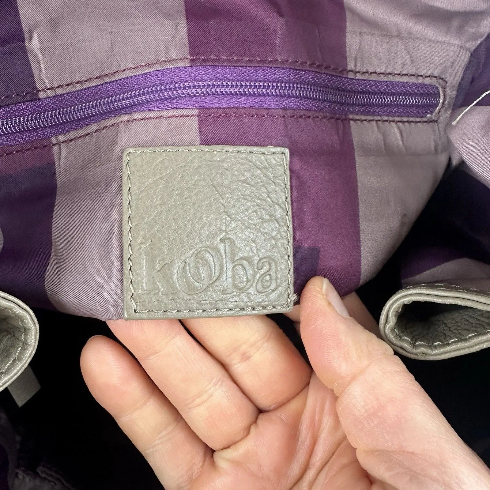 KOOBA Everette Slouchy Taupe Leather Large Expandable Tote Shoulder Bag Purse - Image 11