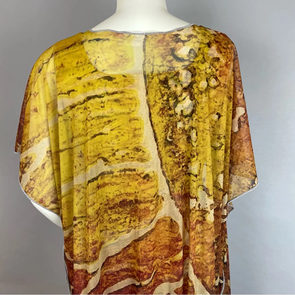 Graphic Dress Sheer Wrap Jacket Sheath Stretch Square Neckline Unique Pattern‎ Yellow Size undefined - Image 12