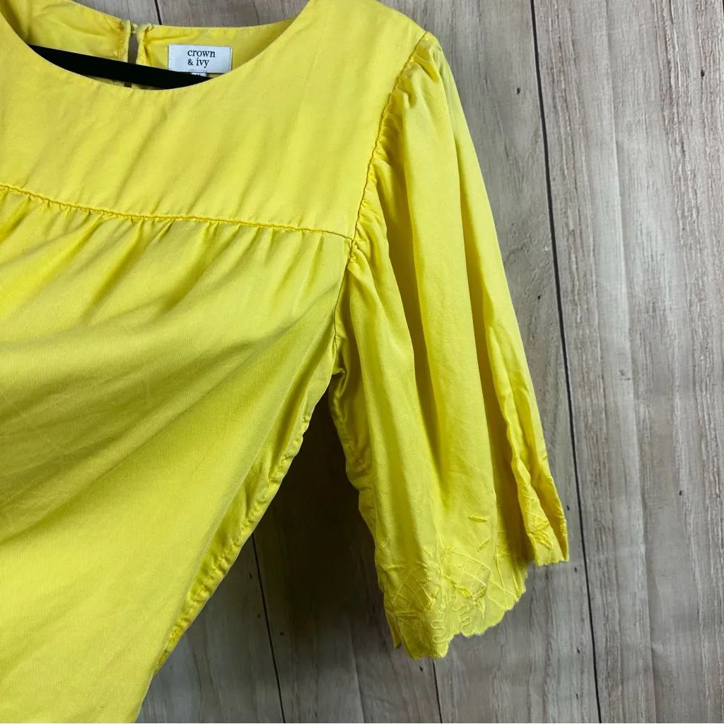 Crown & Ivy Yellow Blouse with 3/4 Sleeves - Image 3