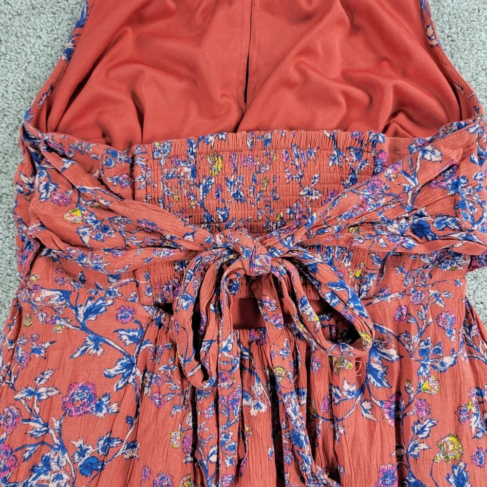 Jessica Simpson Maternity Halter Dress Womens S Pink Blue Floral Gauze A-Line - Image 6