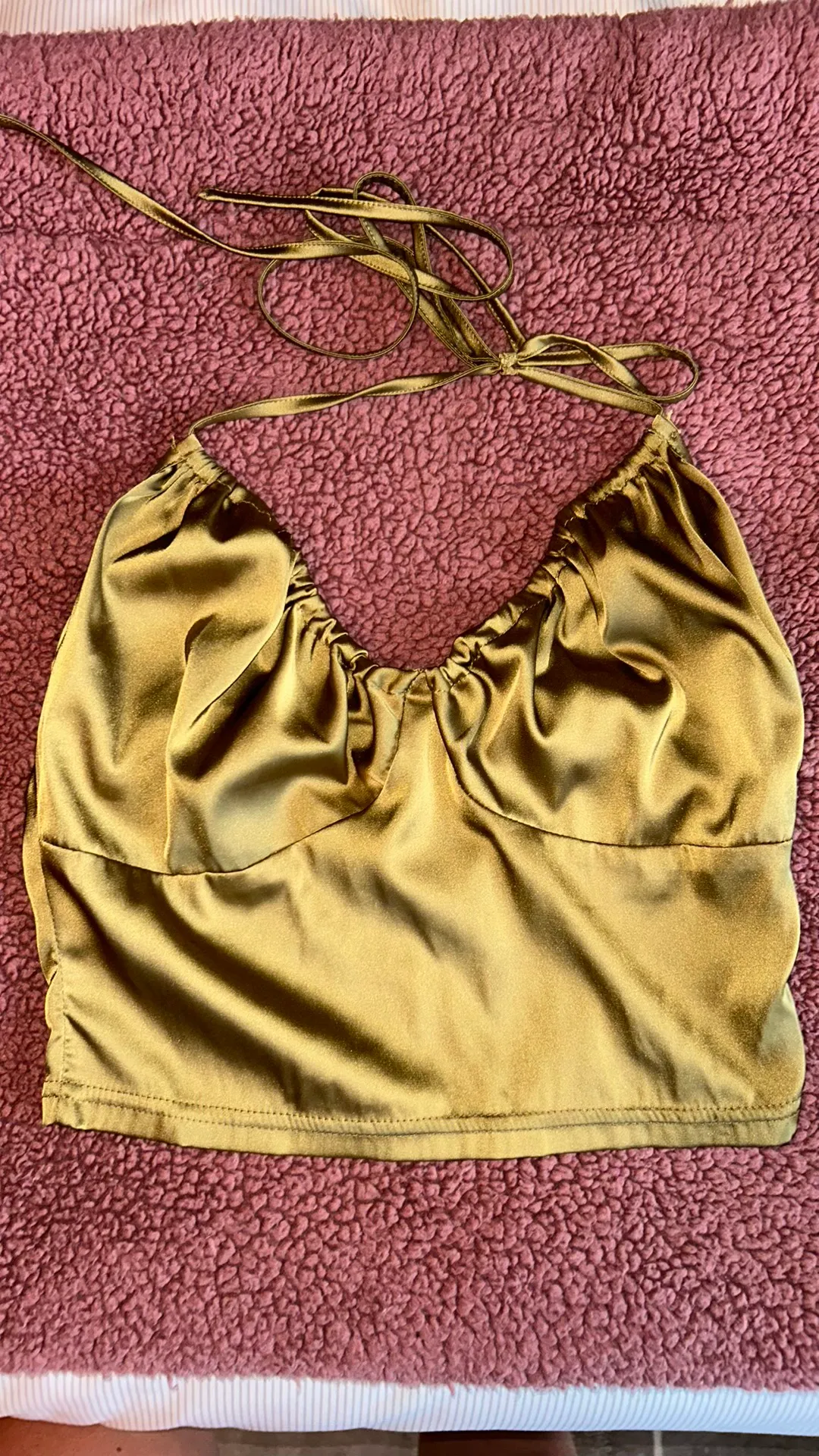 NaaNaa Green Satin Halter Top Size 6 - Image 7