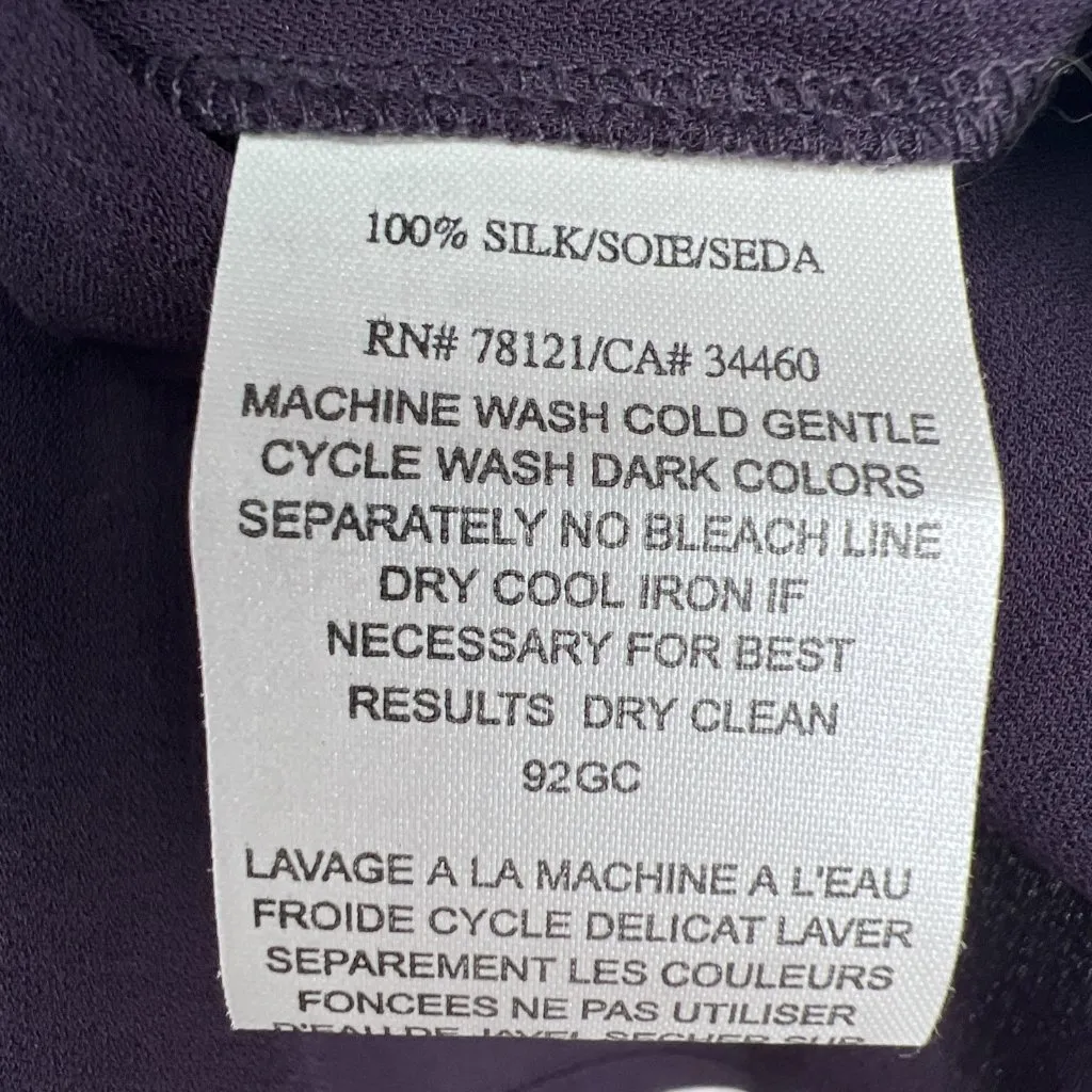 Eileen Fisher Size 1X 100% Silk Purple Shell Tank Sleeveless Top Blouse Eggplant - Image 7
