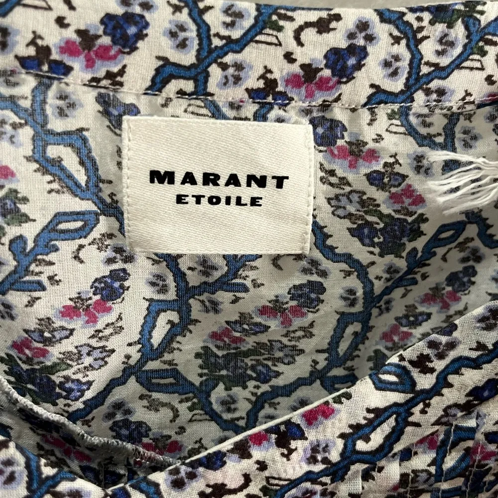NWT ISABEL MARANT Etoile Madrana Print Flutter Sleeve Blouse Top - Blue White 4 - Image 4
