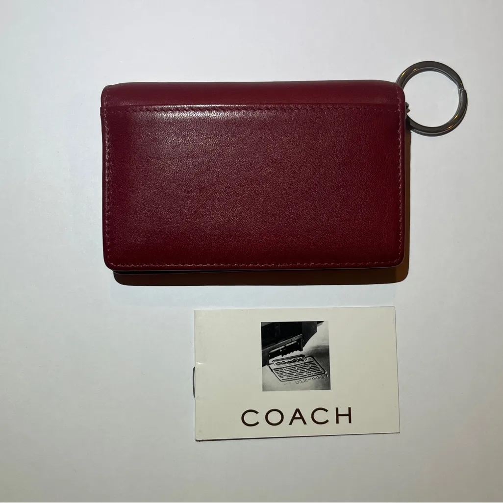AUTHENTIC COACH VINTAGE RED LEATHER BEDFORD KEYCHAIN WALLET Multi Function Purse - Image 4