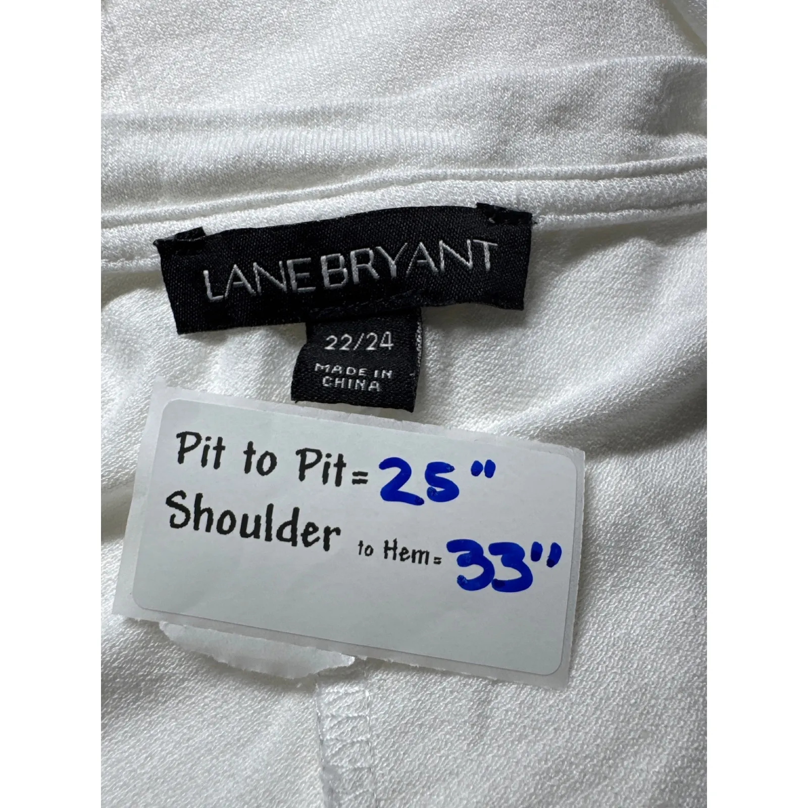 Lane Bryant White V Neck Tunic Swim Cover Up Women Plus Size 22 24 Rayon Spandex - Image 3