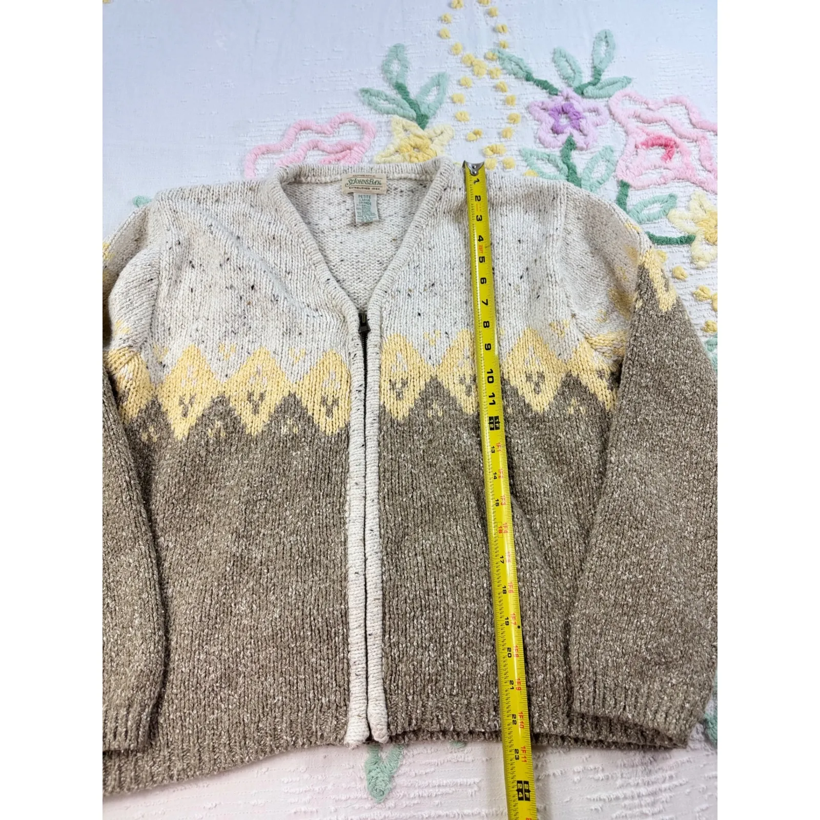 St Johns Bay Petite Large Cream Knit Full Zip Cardigan Sweater Women's - Image 4