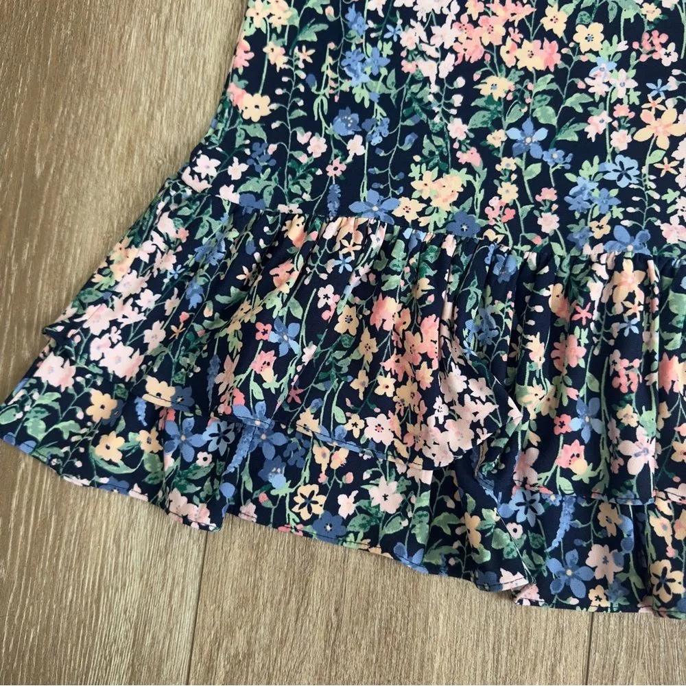 Tommy Hilfiger Size 10 Floral Printed Flutter Sleeve Tiered Ruffle Trim Dress - Image 7