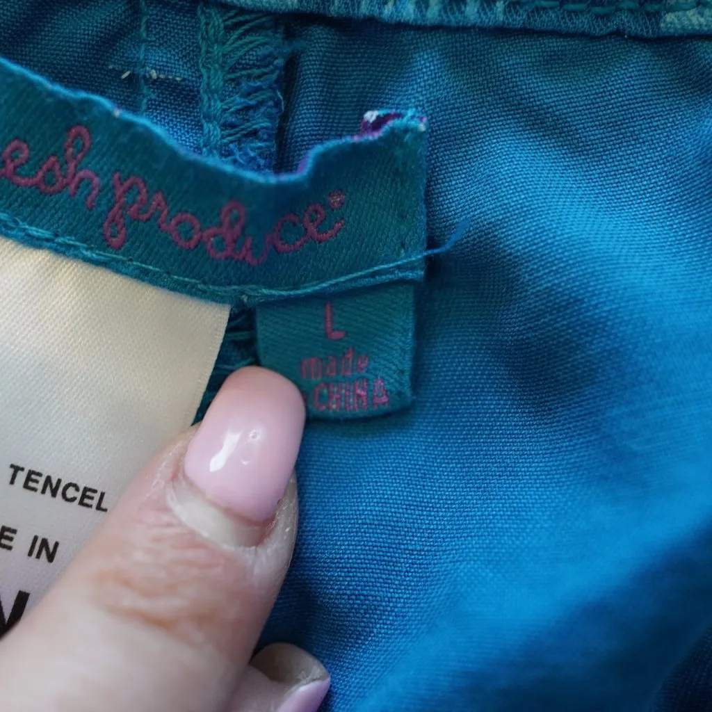 Fresh Produce Clare Seaport Blue Wide Leg‎ Pants Large 100% Tencel - Image 3