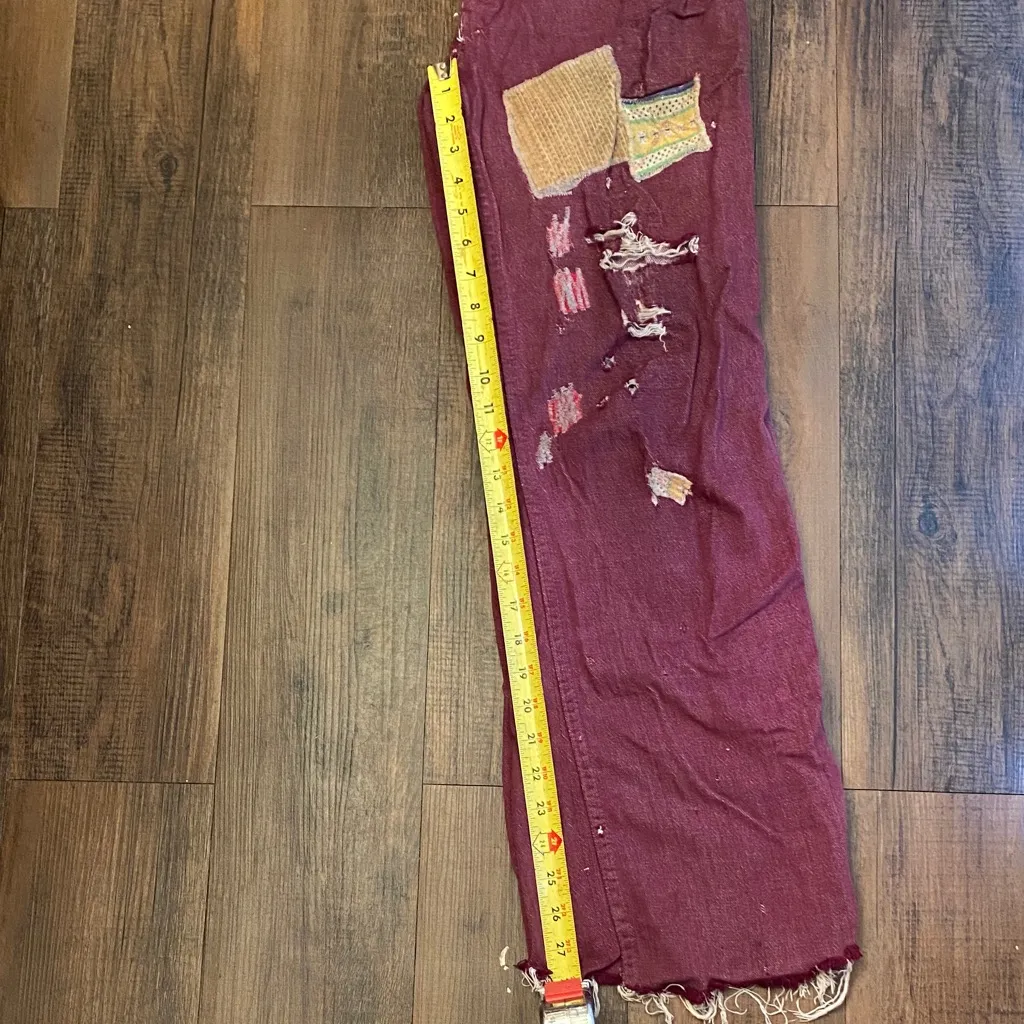 Women's70s Vintage Patchwork Flare Jeans Purple Size 24 - Image 15