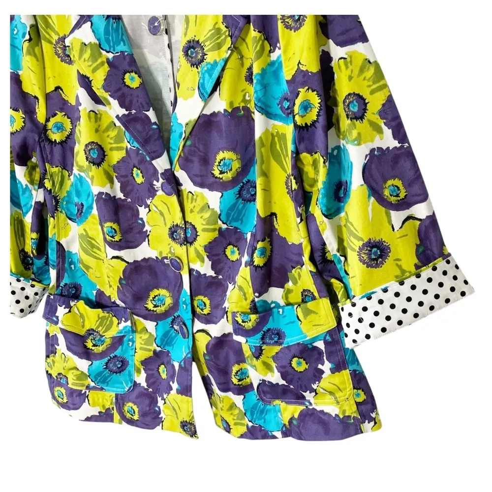 NEW JOAN RIVERS Floral Blazer Jacket Purple Size 24W - Image 2