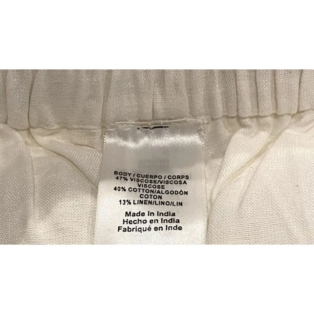 NWT Deia Linen Blend Hi Waist Straight Leg Pant Slit Ankle Pockets M Cloud #2996 White Size M - Image 9