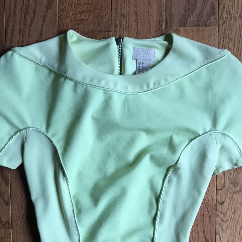 H&M highlighter yellow midi bodycon dress - Image 3