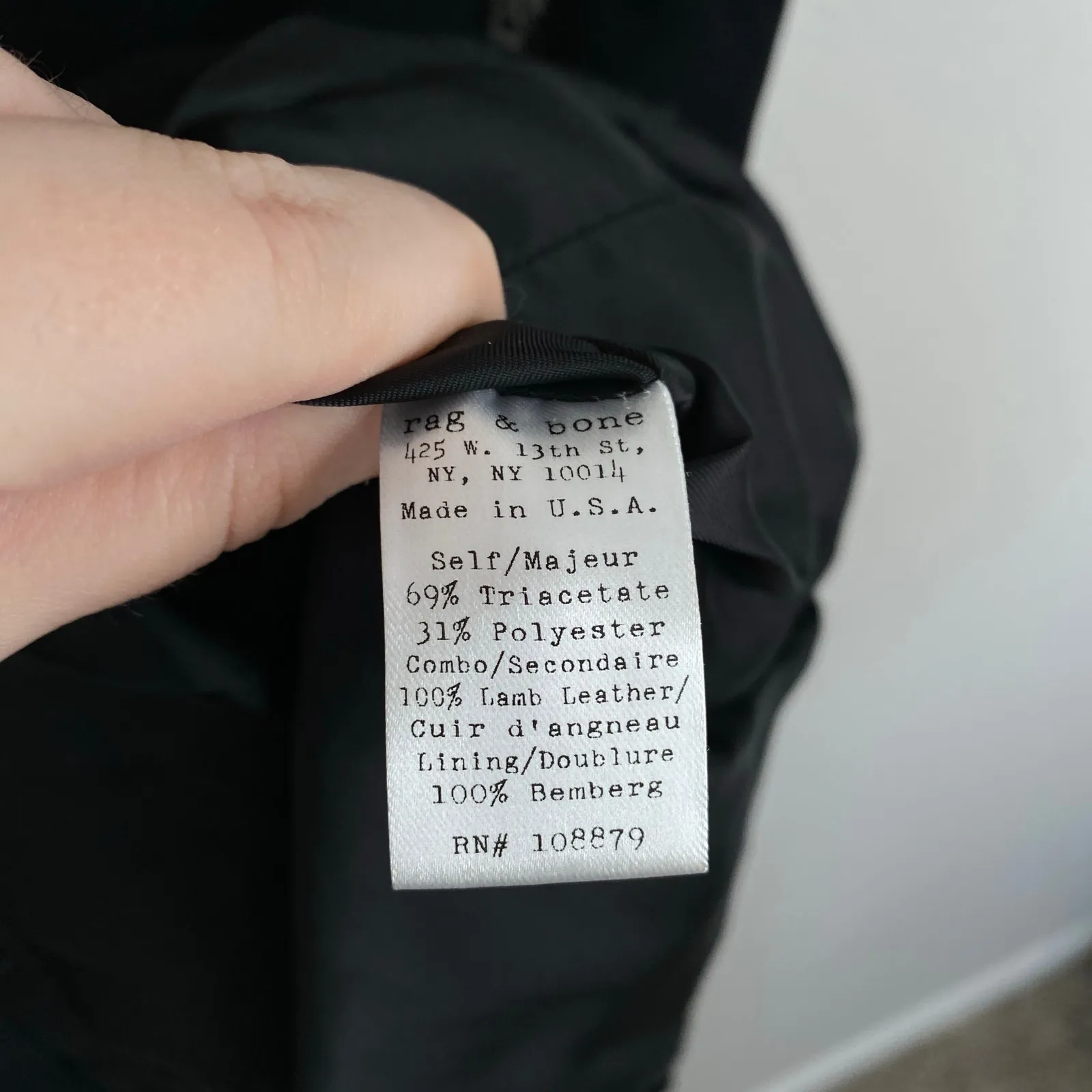 RAG & BONE Black Mini Dress Lamb Leather Edgy Moto LBD Party Sexy Size 2 - Image 6