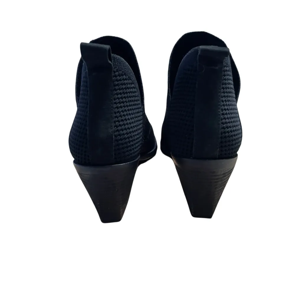 Eileen Fisher Black Knit Ankle Booties, Size 7 Vero Cuoio, Stretch Pull-On - Image 4