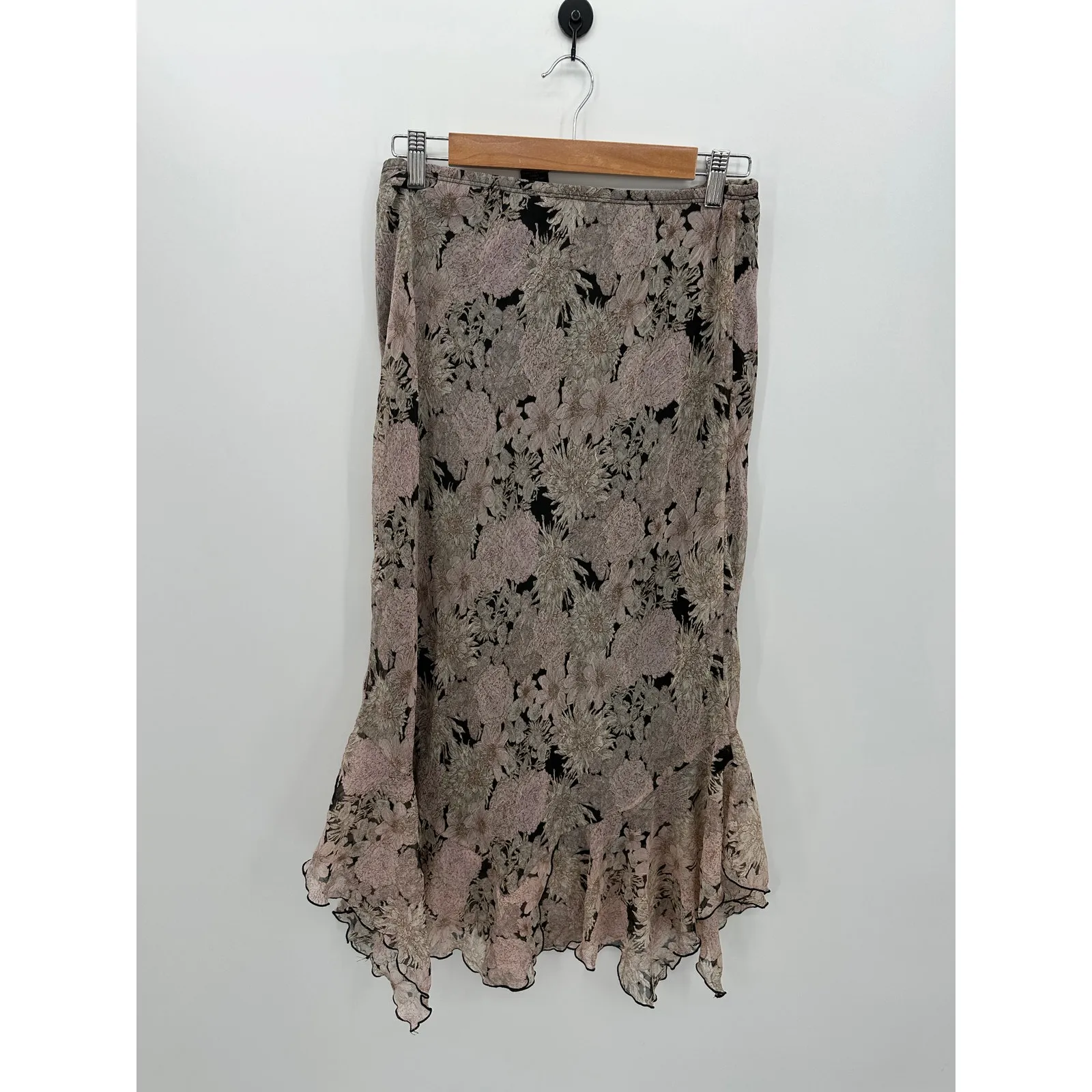 B. Moss Y2K Midi Skirt Some 6 Floral Fairy Ruffle Whimsigoth Grunge Dainty Pink - Image 2